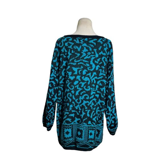 Mexx Emanuel blue black knit long sleeves sweater size large - Picture 8 of 10